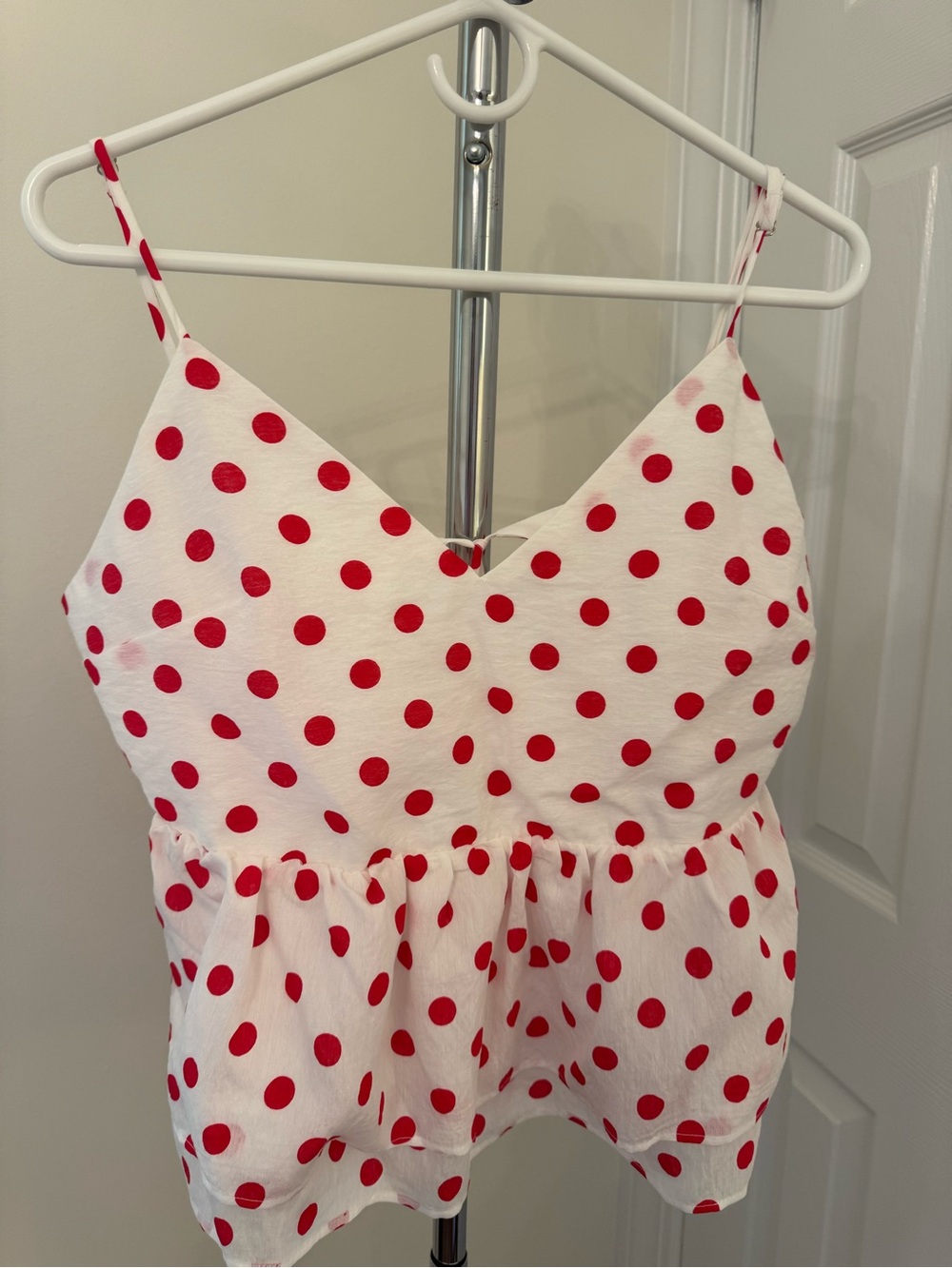 South Moon Under (English Factory) White Tank Top with Red Polka Dots